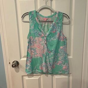 Lilly Pulitzer Vintage light turquoise and Pink Floral Blouse